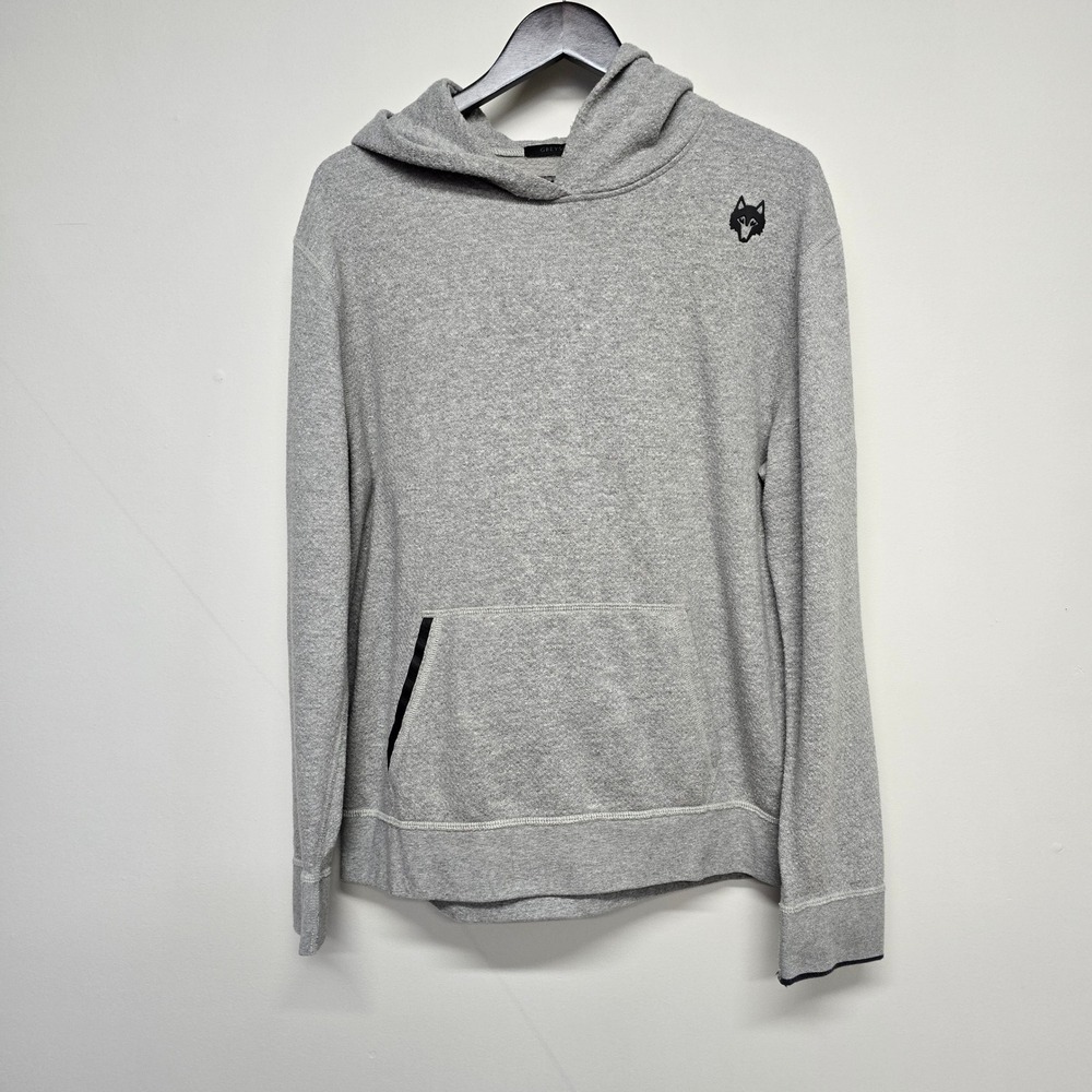 Greyson Wolf Logo Hoodie Mens Large Gray Pima Cotton Blend Pullover Activewear